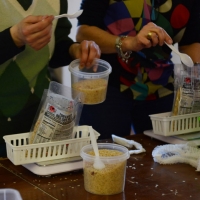 Foto Nicoloro G.   28/03/2015   Ravenna    Nell' ambito delle iniziative per Expo 2015 il progetto " ANCI per Expo 2015 " fa tappa a Ravenna con un evento di solidarietà, " Stop Hunger Now ", che realizza il confezionamento di 10.000 pasti liofilizzati destinati al Sud del Mondo. nella foto un momento del confezionamento dei pasti liofilizzati.