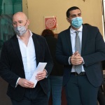 Foto Nicoloro G.   14/05/2021   Ravenna   Anteprima stampa dell' apertura del Museo Dante nell' ambito delle celebrazioni per il settimo centenario della morte del Sommo Poeta. nella foto il governatore dell' Emilia-Romagna Stefano Bonaccini, a sinistra, e il sindaco di Ravenna Michele de Pascale.