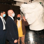 Foto Nicoloro G.   14/05/2021   Ravenna   Anteprima stampa dell' apertura del Museo Dante nell' ambito delle celebrazioni per il settimo centenario della morte del Sommo Poeta. nella foto il direttore del Museo Dante Maurizio Tarantino fa da guida alla visita del museo al governatore Stefano Bonaccini e al sindaco Michele de Pascale.