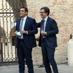 Foto Nicoloro G.   05/09/2020   Ravenna   Apertura delle celebrazioni nazionali per il 700° anniversario della morte del Sommo Poeta alla presenza del Capo dello Stato. nella foto il sindaco di Ravenna Michele de Pascale, a sinistra, e il sindaco di Firenze Dario Nardella.