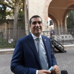 Foto Nicoloro G.   05/09/2020   Ravenna   Apertura delle celebrazioni nazionali per il 700° anniversario della morte del Sommo Poeta alla presenza del Capo dello Stato. nella foto il sindaco di Ravenna Michele de Pascale.
