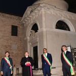 Foto Nicoloro G.   05/09/2020   Ravenna   Apertura delle celebrazioni nazionali per il 700° anniversario della morte del Sommo Poeta alla presenza del Capo dello Stato. nella foto da sinistra Dario Nardella, sindaco di Firenze, l\' arcivescovo Lorenzo Ghizzoni, Michele de Pascale, sindaco di Ravenna, e Federico Sboarina, sindaco di Verona.