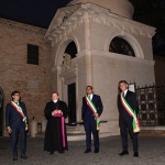 Foto Nicoloro G.   05/09/2020   Ravenna   Apertura delle celebrazioni nazionali per il 700° anniversario della morte del Sommo Poeta alla presenza del Capo dello Stato. nella foto da sinistra Dario Nardella, sindaco di Firenze, l\' arcivescovo Lorenzo Ghizzoni, Michele de Pascale, sindaco di Ravenna, e Federico Sboarina, sindaco di Verona.