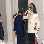 Foto Nicoloro G.   05/09/2020   Ravenna   Apertura delle celebrazioni nazionali per il 700° anniversario della morte del Sommo Poeta alla presenza del Capo dello Stato. nella foto il sindaco di Ravenna Michele de Pascale apre la porta della Tomba di Dante e accompagna dentro il presidente Sergio Mattarella.