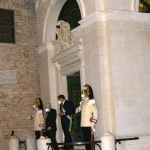 Foto Nicoloro G.   05/09/2020   Ravenna   Apertura delle celebrazioni nazionali per il 700° anniversario della morte del Sommo Poeta alla presenza del Capo dello Stato. nella foto il presidente Sergio Mattarella finita la visita alla Tomba di Dante esce accompagnato dal sindaco di Ravenna Michele de Pascale.