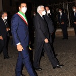 Foto Nicoloro G.   05/09/2020   Ravenna   Apertura delle celebrazioni nazionali per il 700° anniversario della morte del Sommo Poeta alla presenza del Capo dello Stato. nella foto il presidente Sergio Mattarella e il sindaco di Ravenna Michele de Pascale.