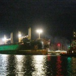 12/08/2022  Ravenna  E\' approdata nel porto di Ravenna la prima nave proveniente dall\' Ucraina con un carico di 15mila tonnellate di mais per uso zootecnico. nella foto l\' ingresso della nave Rojen nel porto di Ravenna.