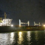 12/08/2022  Ravenna  E\' approdata nel porto di Ravenna la prima nave proveniente dall\' Ucraina con un carico di 15mila tonnellate di mais per uso zootecnico. nella foto l\' ingresso della nave Rojen nel porto di Ravenna.