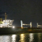 12/08/2022  Ravenna  E\' approdata nel porto di Ravenna la prima nave proveniente dall\' Ucraina con un carico di 15mila tonnellate di mais per uso zootecnico. nella foto l\' ingresso della nave Rojen nel porto di Ravenna.