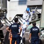 12/08/2022  Ravenna  E' approdata nel porto di Ravenna la prima nave proveniente dall' Ucraina con un carico di 15mila tonnellate di mais per uso zootecnico. nella foto una fase del prelievo di campioni di mais per un controllo antiradiazioni e organolettico da parte dell' Agenzia Dogane.