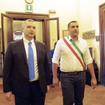12/08/2022  Ravenna  E' approdata nel porto di Ravenna la prima nave proveniente dall' Ucraina con un carico di 15mila tonnellate di mais per uso zootecnico. nella foto a sinistra l' ambasciatore ucraino Yaroslav Melnyk e il sindaco di Ravenna Michele de Pascale.
