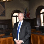 12/08/2022  Ravenna  E' approdata nel porto di Ravenna la prima nave proveniente dall' Ucraina con un carico di 15mila tonnellate di mais per uso zootecnico. nella foto l' ambasciatore ucraino Yaroslav Melnyk.