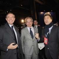 Foto Nicoloro G. 11/02/2011 Rho Fiera Milano Assemblea Costituente di " Futuro e Liberta' " che ha visto la partecipazione di delegati da tutt' Italia. nella foto Adolfo Urso – Gad Lerner – Italo Bocchino
