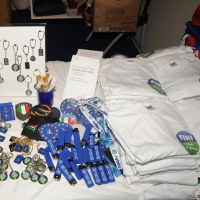 Foto Nicoloro G. 11/02/2011 Rho Fiera Milano Assemblea Costituente di " Futuro e Liberta' " che ha visto la partecipazione di delegati da tutt' Italia. nella foto Gadgets della nuova formazione politica