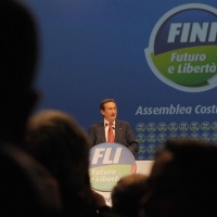 Foto Nicoloro G. 11/02/2011 Rho Fiera Milano Assemblea Costituente di " Futuro e Liberta' " che ha visto la partecipazione di delegati da tutt' Italia. nella foto Gianfranco Fini