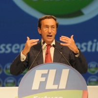 Foto Nicoloro G. 11/02/2011 Rho Fiera Milano Assemblea Costituente di " Futuro e Liberta' " che ha visto la partecipazione di delegati da tutt' Italia. nella foto Gianfranco Fini