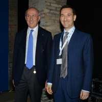 Foto Nicoloro G.  12/06/2015   Ravenna   Assemblea generale della Confindustria di Ravenna, sul tema " Impresa e Giustizia ", nell' ambito dei festeggiamenti per i 70 anni dell' Organizzazione ravennate. nella foto il presidente ABI Antonio Patuelli e il presidente di Confindustria Ravenna Guido Ottolenghi.