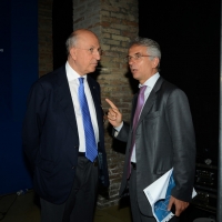 Foto Nicoloro G.  12/06/2015   Ravenna   Assemblea generale della Confindustria di Ravenna, sul tema " Impresa e Giustizia ", nell' ambito dei festeggiamenti per i 70 anni dell' Organizzazione ravennate. nella foto il presidente ABI Antonio Patuelli e il sottosegretario alla Giustizia Cosimo Maria Ferri.