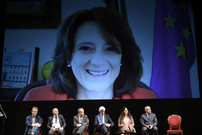 Foto Nicoloro G.   14/07/2022   Ravenna   Seconda giornata conclusiva dell' Assemblea nazionale delle Province. nella foto in videoconferenza la ministra Elena Bonetti.