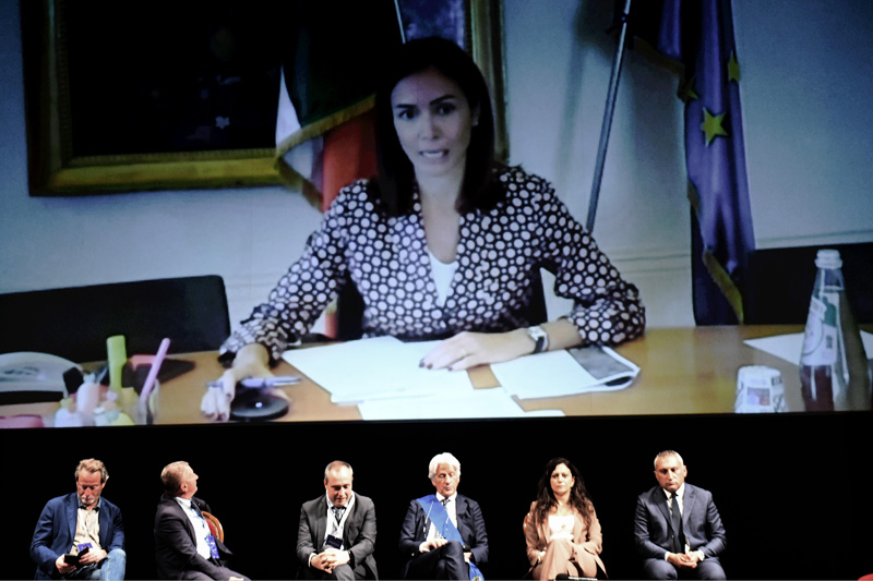 Foto Nicoloro G.   14/07/2022   Ravenna   Seconda giornata conclusiva dell' Assemblea nazionale delle Province. nella foto in videoconferenza la ministra Mara Carfagna.