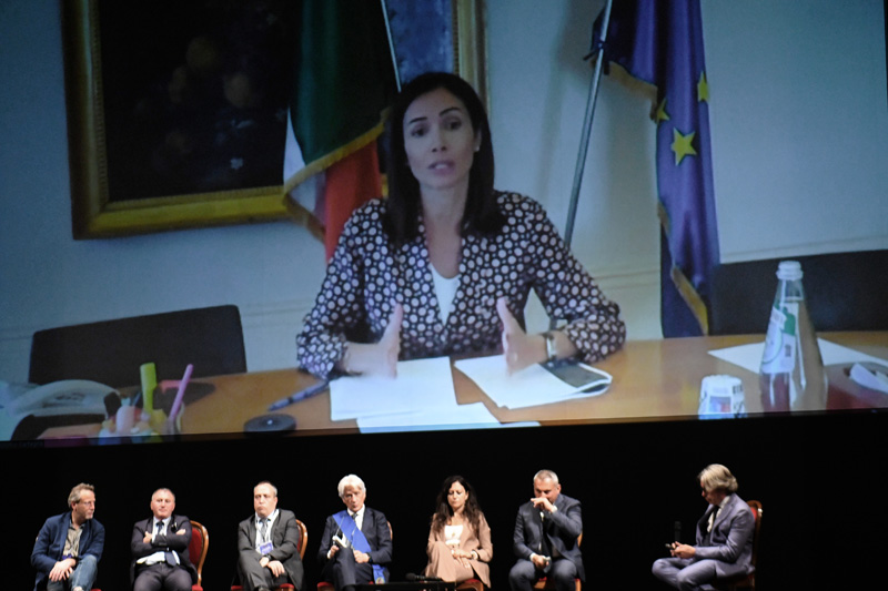 Foto Nicoloro G.   14/07/2022   Ravenna   Seconda giornata conclusiva dell' Assemblea nazionale delle Province. nella foto in videoconferenza la ministra Mara Carfagna.
