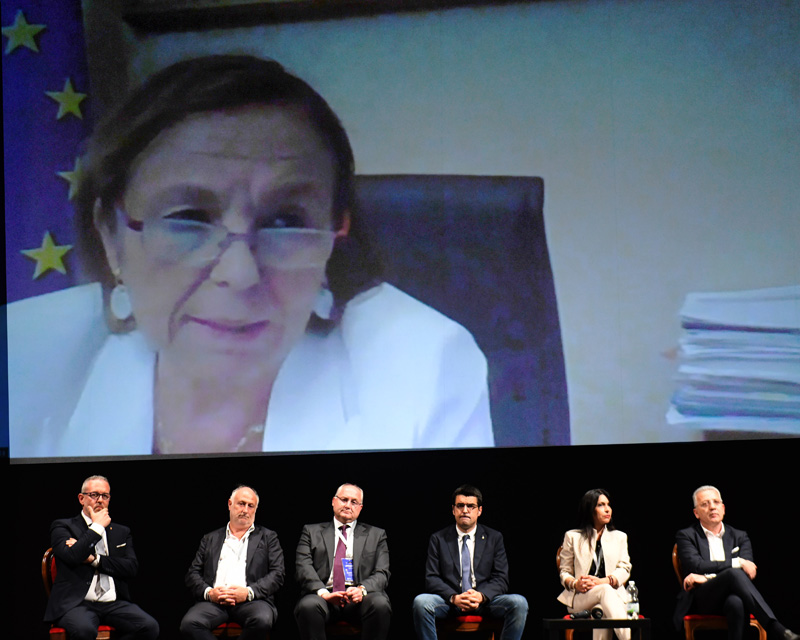 Foto Nicoloro G.   14/07/2022   Ravenna   Seconda giornata conclusiva dell' Assemblea nazionale delle Province. nella foto in videoconferenza la ministra Luciana Lamorgese.