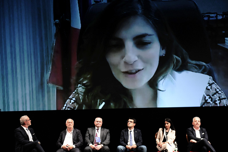 Foto Nicoloro G.   14/07/2022   Ravenna   Seconda giornata conclusiva dell' Assemblea nazionale delle Province. nella foto in videoconferenza la viceministra Laura Castelli.