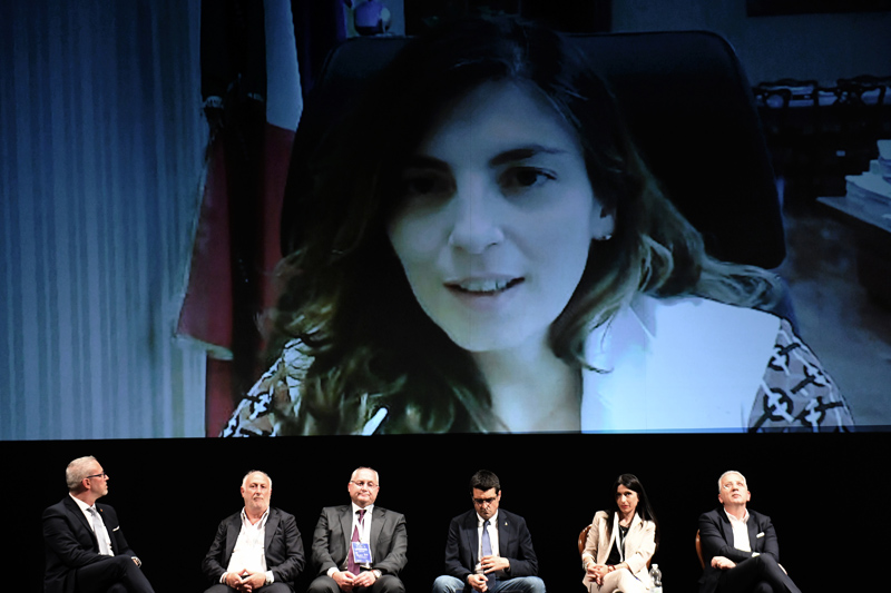 Foto Nicoloro G.   14/07/2022   Ravenna   Seconda giornata conclusiva dell' Assemblea nazionale delle Province. nella foto in videoconferenza la viceministra Laura Castelli.