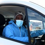 Foto Nicoloro G.   16/07/2025   Ravenna   E' attraccata  al porto di Ravenna la nave ong Ocean Viking con a bordo soltanto 16 migranti salvati davanti alle coste libiche. nella foto una migrante.