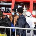Foto Nicoloro G.   31/12/2022   Porto Corsini ( Ravenna )   La nave Ocean Viking con 113 migranti a bordo ha attraccato alla banchina del Terminal Crociere di Porto Corsini. nella foto sbarcano alcune donne con figli.