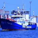 Foto Nicoloro G.   19/07/2024   Ravenna   E\' approdata nel porto di Ravenna la nave ong Aita Mari con a bordo 34 migranti dei quali 24 provenienti dalla Siria, 6 dal Bangladesh, 3 dall\' Egitto e 1 dalla Nigeria.. nella foto la nave ong Aita Mari.