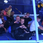 Foto Nicoloro G.   19/07/2024   Ravenna   E\' approdata nel porto di Ravenna la nave ong Aita Mari con a bordo 34 migranti dei quali 24 provenienti dalla Siria, 6 dal Bangladesh, 3 dall\' Egitto e 1 dalla Nigeria.. nella foto i migranti in attesa di essere sbarcati.