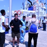 Foto Nicoloro G.   19/07/2024   Ravenna   E\' approdata nel porto di Ravenna la nave ong Aita Mari con a bordo 34 migranti dei quali 24 provenienti dalla Siria, 6 dal Bangladesh, 3 dall\' Egitto e 1 dalla Nigeria.. nella foto un momento dello sbarco.