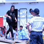 Foto Nicoloro G.   19/07/2024   Ravenna   E\' approdata nel porto di Ravenna la nave ong Aita Mari con a bordo 34 migranti dei quali 24 provenienti dalla Siria, 6 dal Bangladesh, 3 dall\' Egitto e 1 dalla Nigeria. nella foto lo sbarco di un migrante.