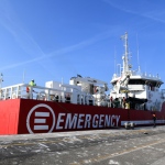 Foto Nicoloro G.   21/03/2024   Porto Corsini - Ravenna   Ha attraccato al terminal di Porto Corsini la nave Ong \' Life Support \' di Emergwncy con a bordo 71 migranti, 70 uomini, dei quali 3 minori, e 1 donna.  In particolare 61 vengono dal Bangladesh, 9 dall\' Eritrea e 1 dall\' Egitto. nella foto la nave Ong Life Support di Emergency.