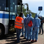 22/04/2025   Ravenna   Ha attraccato al porto di Ravenna la nave ong Life Support di Emergency con a bordo 82 migranti tra cui 11 donne,  una donna incinta al sesto mese, 2 donne minori non accompagnate, 23  uomini minori non accompagnati, 1 bambino e una bambina  accompagnati. Tutti partiti dalla Libia provengono dal Sudan, dall' Eritrea, dall' Etiopia, dal Ghana, dal Togo e dalla Nigeria. nella foto in partenza per un centro dove effettuare l' identificazione e un accurato esame medico.