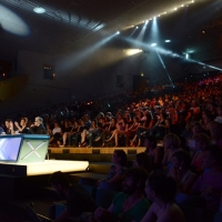 Foto Nicoloro G.  19/06/2013 Milano Terza giornata di audizioni di X Factor in un teatro Dal Verme gremito di pubblico entusiasta. nella foto Veduta del pubblico in Teatro e dei giudici Elio – Mika – Simona Ventura – Morgan  
