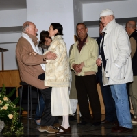 Foto Nicoloro G. 30/05/2013 Milano E' stata allestita nel Piccolo Teatro di via Rovello la camera ardente per Franca Rame, l' attrice si è spenta a 84 anni nella sua casa di Porta Romana a Milano. nella foto Dario Fo – Carla Fracci – Beppe Menegatti
