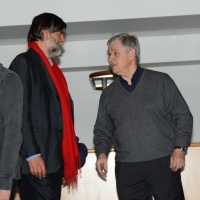 Foto Nicoloro G. 30/05/2013 Milano E' stata allestita nel Piccolo Teatro di via Rovello la camera ardente per Franca Rame, l' attrice si è spenta a 84 anni nella sua casa di Porta Romana a Milano. nella foto Jacopo Fo – Sergio Escobar