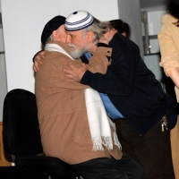 Foto Nicoloro G. 30/05/2013 Milano E' stata allestita nel Piccolo Teatro di via Rovello la camera ardente per Franca Rame, l' attrice si è spenta a 84 anni nella sua casa di Porta Romana a Milano. nella foto Dario Fo – Moni Ovadia