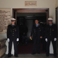 Foto Nicoloro G. 30/01/2012 Milano Allestita in una sala del Comando della Polizia Municipale in piazza Beccaria la camera ardente per il vigile Nicolo' Savarino, ucciso travolto da un SUV. nella foto Colleghi e comuni  cittadini rendono omaggio alla salma del vigile ucciso
