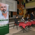 Foto Nicoloro G.   18/01/2020   Ravenna   Campagna elettorale per le elezioni regionali del 26 gennaio in Emilia-Romagna. nella foto da sinistra Alessandro Barattoni, segretario provinciale PD, Andrea Corsini, candidato consigliere regionale PD, il ministro Dario Franceschini e il sindaco di Ravenna Michele de Pascale.