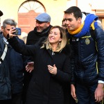Foto Nicoloro G.   17/01/2020   Ravenna    Campagna elettorale per le votazioni regionali del 26 gennaio in Emilia-Romagna. nella foto la presidente di Fratelli d\' Italia Giorgia Meloni nell\' ormai immancabile selfie.