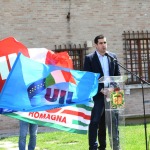 Foto Nicoloro G.   01/05/2020   Ravenna   Celebrazione del Primo Maggio. Con il messaggio ' Il lavoro in sicurezza per costruire il futuro ' si e' svolta la celebrazione della Festa dei lavoratori in una piazza praticamente deserta come voluto dalle disposizioni vigenti. nella foto il sindaco di Ravenna Michele de Pascale.
