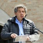 Foto Nicoloro G.   01/05/2020   Ravenna   Celebrazione del Primo Maggio. Con il messaggio ' Il lavoro in sicurezza per costruire il futuro ' si e' svolta la celebrazione della Festa dei lavoratori in una piazza praticamente deserta come voluto dalle disposizioni vigenti. nella foto il segretario CISL Ravenna Roberto Baroncelli.
