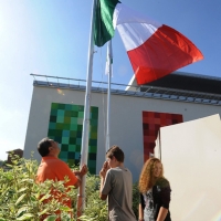 Foto Nicoloro G. 01/10/2012 Conselice ( Ravenna ) Celebrazioni per il sesto anniversario del Monumento alla Stampa Clandestina e alla Libertà di Stampa, secondo in Europa con l' altro che si trova nella città di Almeria in Spagna. nella foto L'alzabandiera