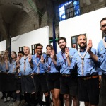 01/09/2022   Ravenna   Per il centenario dello Scautismo a Ravenna allestita una mostra dal titolo ' Sulle tracce degli scout '. nella foto un gruppo di scout con al centro il curatore della mostra Vittorio Pranzini e i presidenti del Comitato Nazionale Agesci Roberta Vincini e Francesco Scoppola.