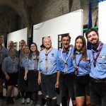 01/09/2022   Ravenna   Per il centenario dello Scautismo a Ravenna allestita una mostra dal titolo ' Sulle tracce degli scout '. nella foto un gruppo di scout con al centro il curatore della mostra Vittorio Pranzini e i presidenti del Comitato Nazionale Agesci Roberta Vincini e Francesco Scoppola.