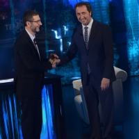 Foto Nicoloro G.  09/03/2014  Milano   Trasmissione televisiva su Rai 3 " Che tempo che fa ". nella foto Fabio Fazio e il regista premio Oscar Paolo Sorrentino.