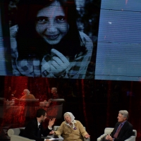 Foto Nicoloro G.  26/01/2014  Milano   Trasmissione televisiva su Rai 3 \" Che tempo che fa \". nella foto Fabio Fazio, Vera Vigevani Jarach e Ferruccio de Bortoli.